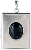 L8515 plain rectangle locket with stone setting