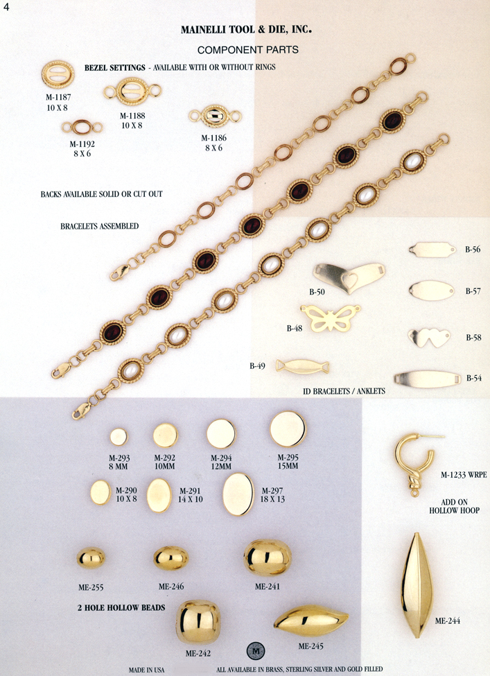 componant parts settings for bracelets