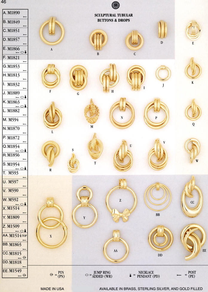 pg 46 sculptural tubular button earrings