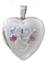 cross with flowers heart locket