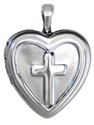 embossed cross 13mm heart locket