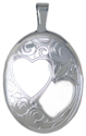 L6512 13 oval locket with 2 hearts