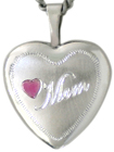sterling heart locket with mom and heart