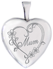 L4124K Mum heart locket with flowers