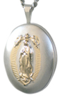 silver gold guadalupe oval locket