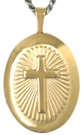 gold embossed oval cross locket