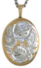 16mm oval embossed double rose locket