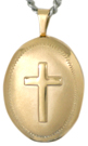 L7008 gold oval cross locket