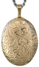 L7018 gold floral pattern oval locket
