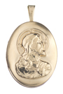 L7030 gold sacred heart oval locket