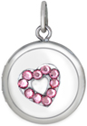 L529P pink crystal heart 16mm round locket