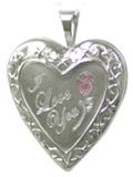 L5023 sterling i love you with rose locket