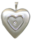 raised heart locket with stone