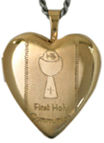 gold holy communion heart locket