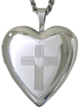 silver heart locket with cross