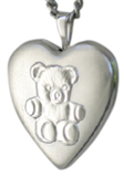 L5027 sterling embossed teddy bear locket