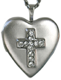 crystal cross heart locket