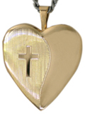 gold cross heart locket
