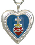 cross with resin heart locket