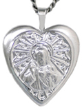 sterling embossed sacred heart locket