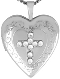 L5148 stone cross heart locket