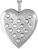 L5149 quilt heart locket with crystals