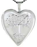 embossed tree of life heart locket