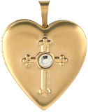 L5254 embossed cross with crystal stone locket