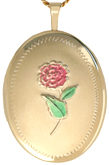 L8036 gold oval flower locket