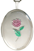 sterling 25mm oval flower locket