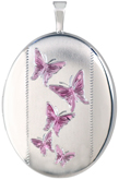 L8038 sterling oval butterflies locket