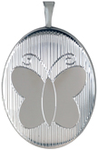 L8103 sterling oval lined butterfly locket