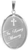 L8106CR In Loving Memory with cross oval locket