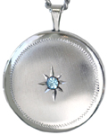L1009 sterling round locket with stone