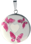 L1052 sterling round locket with butterflies