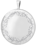 L1055 round locket with floral border