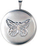 L1100 22 round embossed butterfly locket