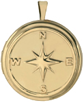 gold embossed compass locket