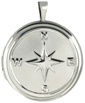 sterling embossed compass locket with rim