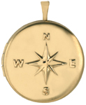 embossed compass locket with letters