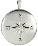 sterling compass locket with embossed letters