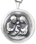 sterling holy family locket