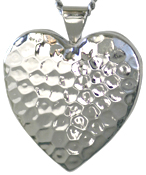 L6001 sterling hammered large heart locket