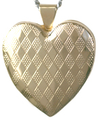L6002 diamond pattern 25mm heart locket