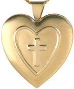 L6005 embossed rim heart with cross heart locket