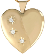 L6025 25 heart locket with 3 stones