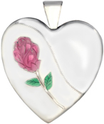 L6052 sterling 25mm heart locket with rose