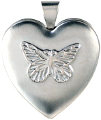 L6068 embossed butterfly 25mm heart locket