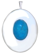 L9035 sterling oval locket with turquoise stone