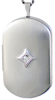 L1212 dog tag locket with stone setting